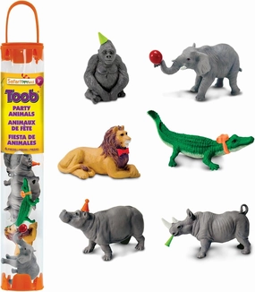 Safari Ltd. Set of 6 Party Animal Toy Figures | TOOB Collection | Non-Toxic and BPA Free | Toy Animals | Suitable for Ages 3 and Up