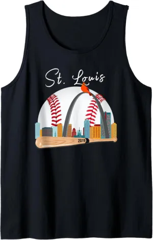 Saint Louis Red Cardinal Tshirt New Skyline Ball Design Tank Top