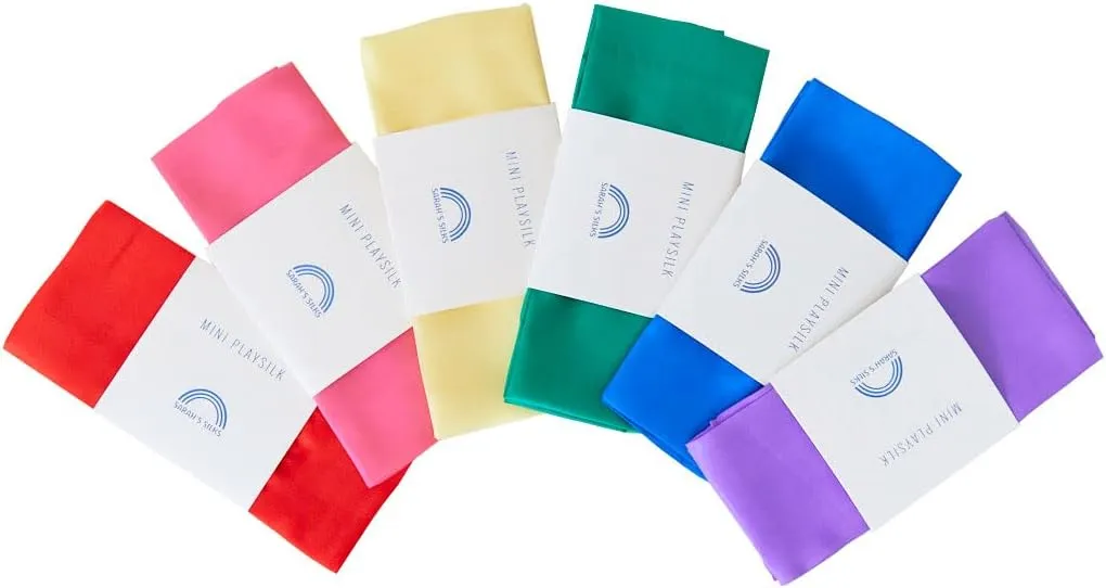 Sarah's Silks Mini Playsilks | Solid Colors | Creative Waldorf Toys for Education and Open-Ended Play (Set of 6 Primary)