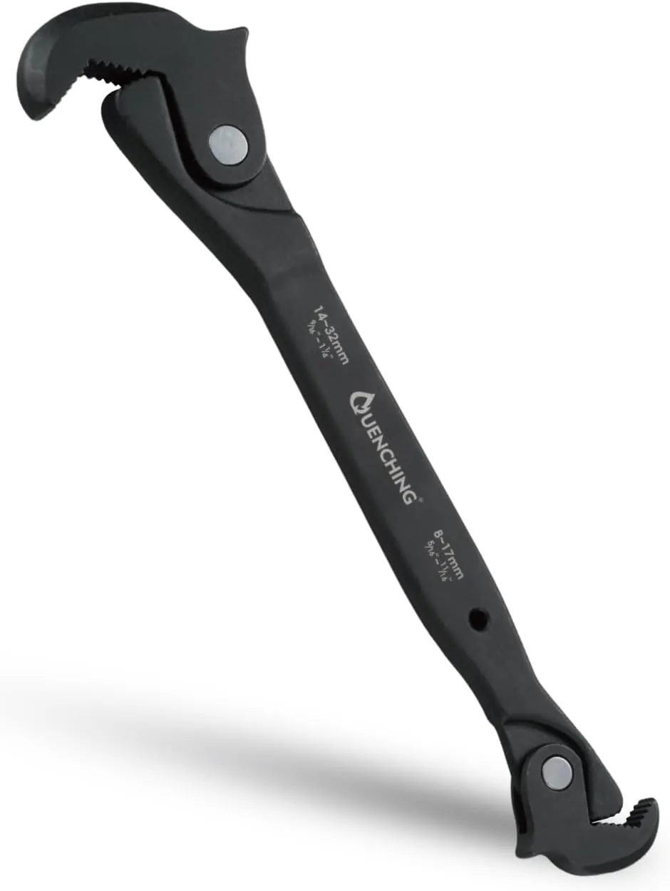 Self-Adjusting Dual Head Crowfoot Wrench, 5/16” to 1-1/4”, 8-32mm, Multi-Size Fit, Quick Adjust Tool for Home Auto Bike Repair, Slim Profile, Crowfoot Wrench Set Alternative