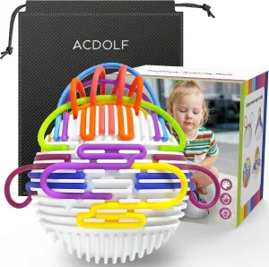Sensory Activity Ball with 16 Silicone Strips – Fidget Toy for Kids and Adults with Autism, ADHD, Anxiety – Calming Stress Relief Toy, Quiet Portable Sensory Ball for Travel, Ages 3 