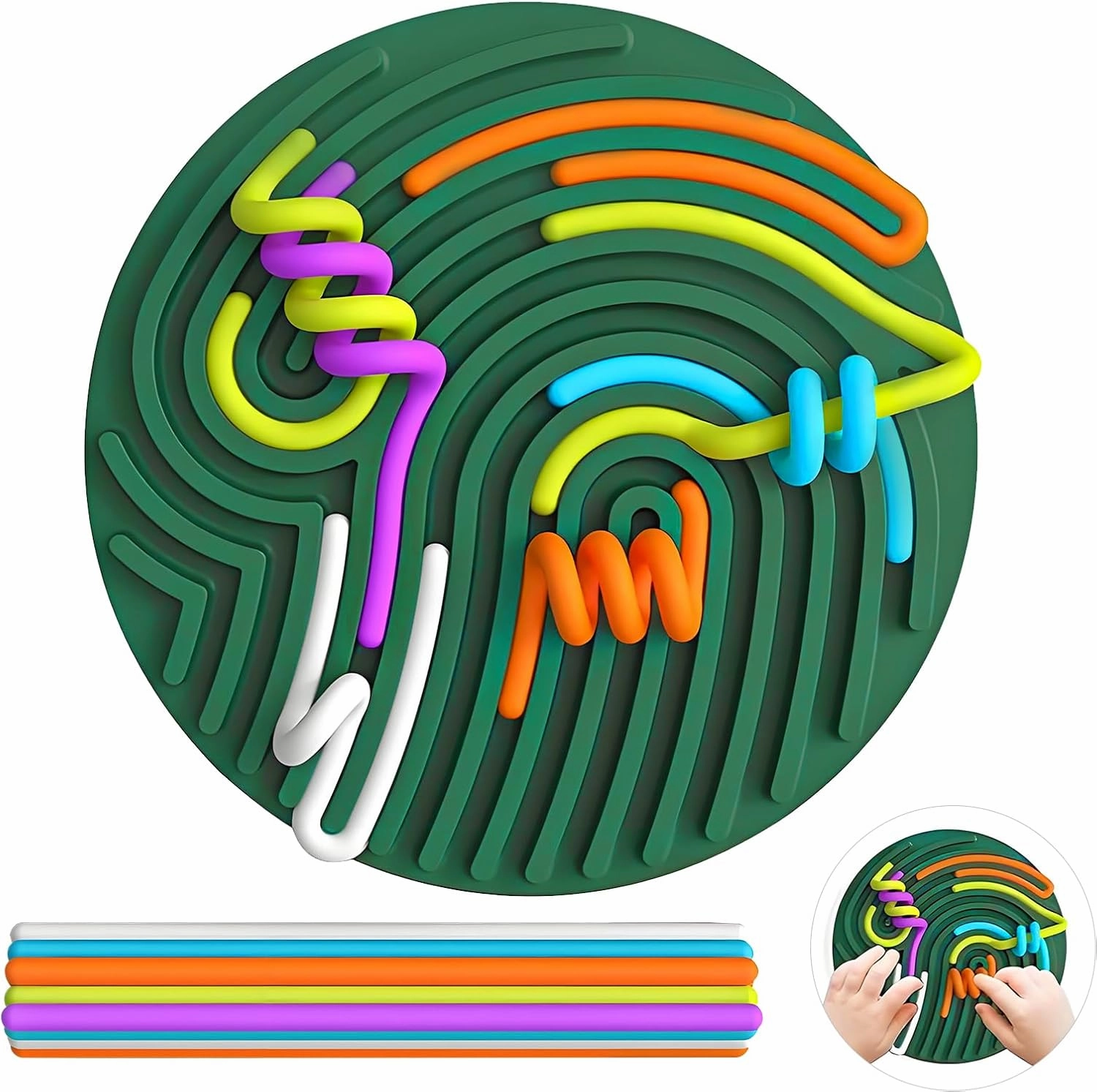 Sensory Activity Board, Silicone Fidget Toy for Stress Relief, Anxiety, ADHD & Calming Autism Sensory Products Double-Sided Silent No Mess, Includes Portable Travel Bag for Kids 3  & Adults (Green)