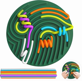 Sensory Activity Board, Silicone Fidget Toy for Stress Relief, Anxiety, ADHD & Calming Autism Sensory Products Double-Sided Silent No Mess, Includes Portable Travel Bag for Kids 3  & Adults (Green)