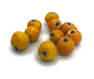 Set of 10 Orange Ball Handmade 10mm Beads for Jewelry Making, Colorful 2mm Hole