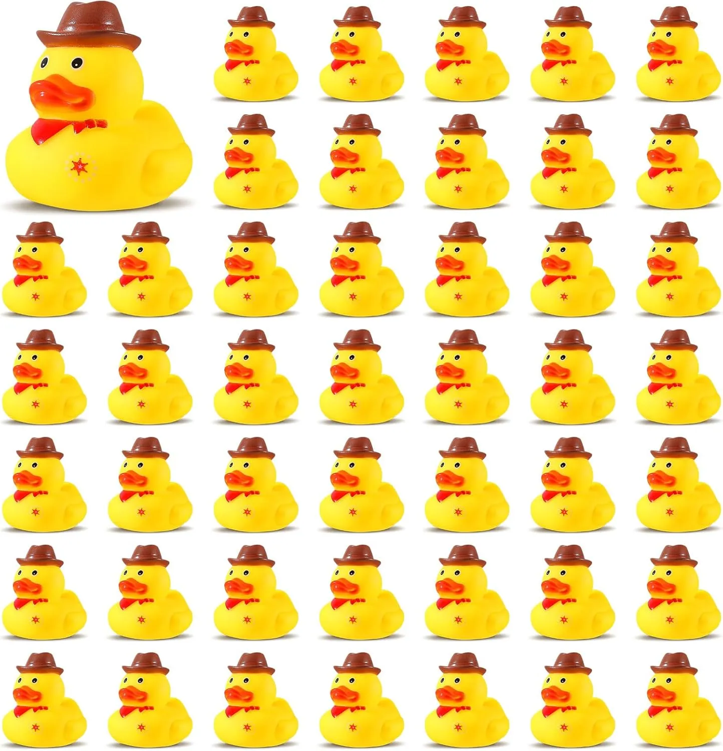 Set of 24 Cowboy Rubber Ducks with Hat - Western Rubber Duckies, Mini Ducks for Shower, Birthday, Swimming, Party - 2. 1 x 2 x 1. 9 Inches
