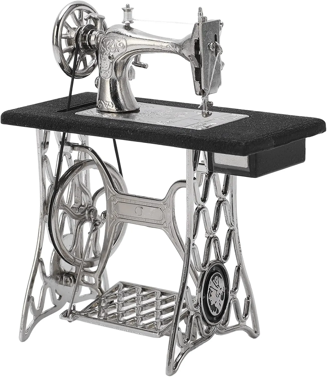 Sewing Machine Ornament, Dollhouse Sewing Machine, Retro Alloy Miniature Hand Sewing Machine Model, Exquisite Craftsmanship for Doll House Furniture, Bedside Table,