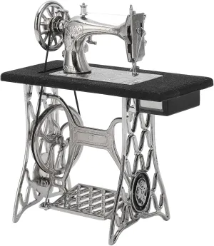 Sewing Machine Ornament, Dollhouse Sewing Machine, Retro Alloy Miniature Hand Sewing Machine Model, Exquisite Craftsmanship for Doll House Furniture, Bedside Table,