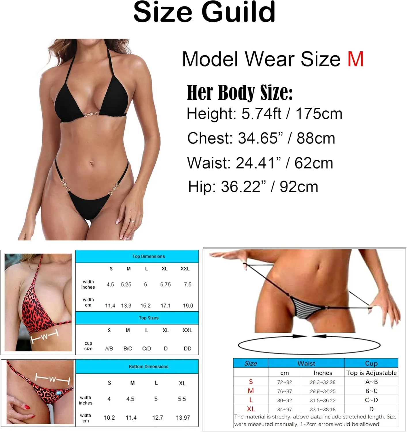 SHERRYLO Micro Bikini Extreme G String Mini Bathing Suit Thong Bikinis Sets for Women Sexy Exotic Tiny Brazilian Swimsuit