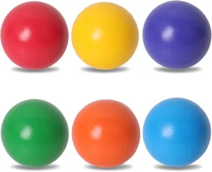 SHIERDU Wooden Rainbow Ball Toys, 6 Colorful Wooden Balls for Toddlers and Babies to Grip