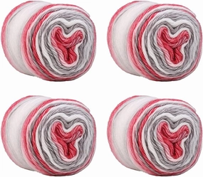 SHIKE Fairyland Gradient Color Cake Yarn,Multicolor Self Striping Ombre Yarn for Knitting or Crocheting,4x100g 60% Cotton 30% Acrylic 10% Wool,for Scarves,Shawls,Hats,Blankets (58, 1 Pack)