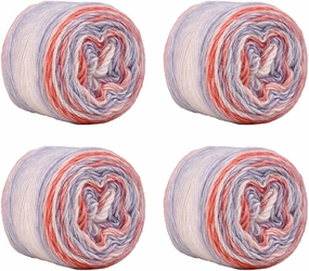 SHIKE Fairyland Gradient Color Cake Yarn,Multicolor Self Striping Ombre Yarn for Knitting or Crocheting,4x100g 60% Cotton 30% Acrylic 10% Wool,for Scarves,Shawls,Hats,Blankets (59, 1 Pack)