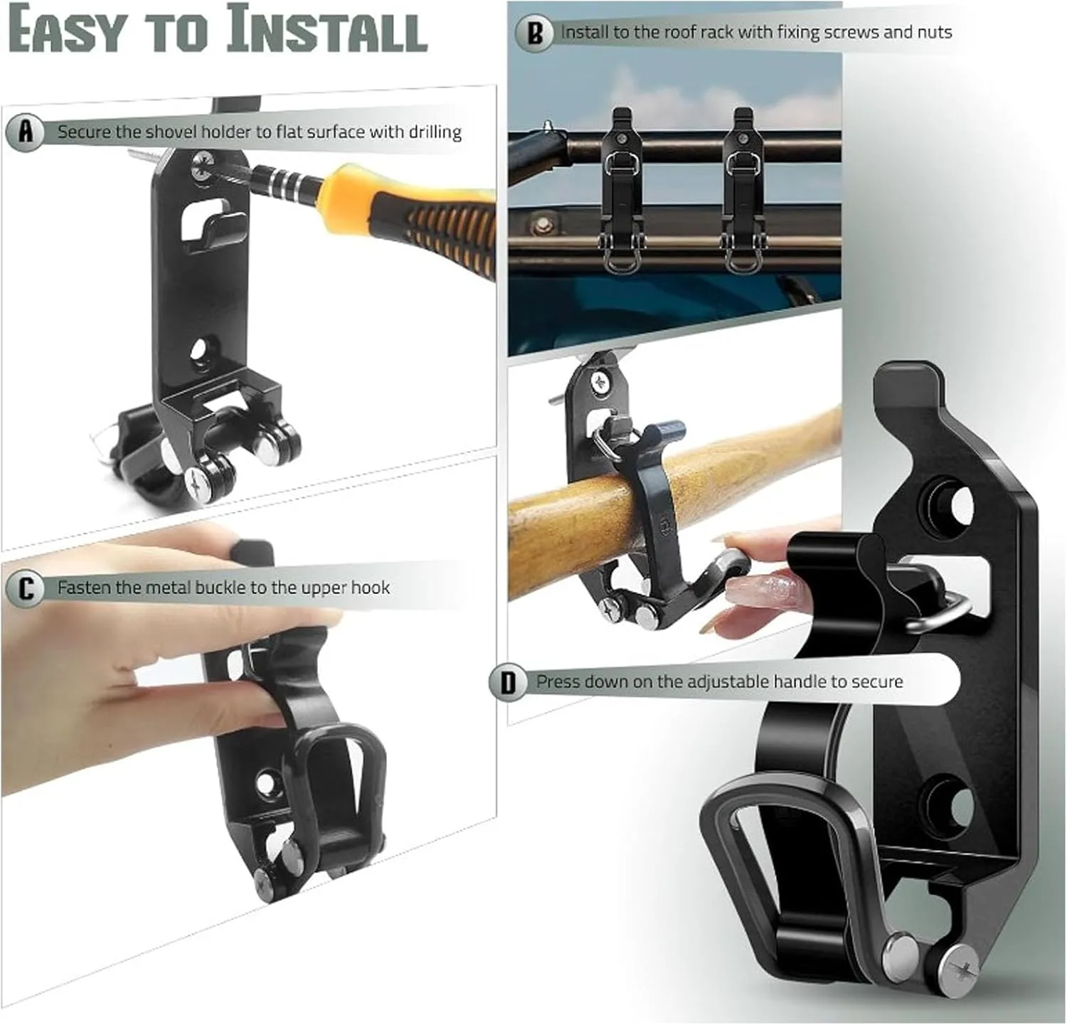 Shovel Holder, Paddle Holder, Axe Holder Mount Kit for Roof Rack, Wall Mount, Canoe Rack Roof Rack Shovel Mount Roof Rack Axe Holder Shovel Holder Wall Mount Axe Holder Mount Kit