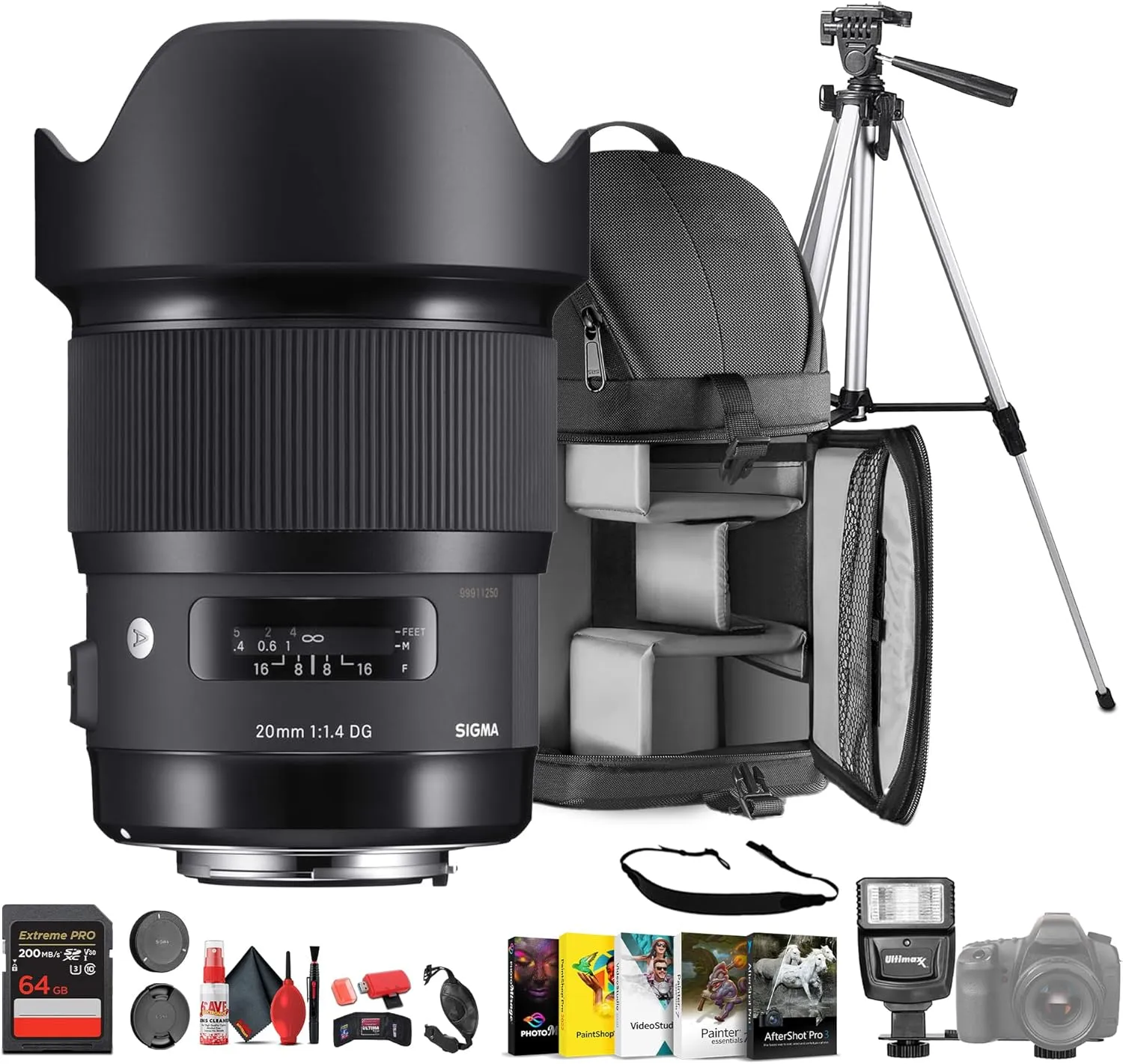 Sigma 20mm f/1.4 DG HSM Art Lens (412965) for Sony E Mount Bundle Perfect for Professional Portraits Weddings Indoor/Outdoor Adventure Wildlife Travel & Vacation use Plus Accessories