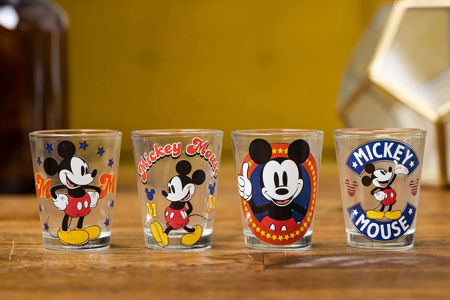 Silver Buffalo Disney Classic Mickey Mouse 4 Pack Mini Glasses, 1.5 Ounces