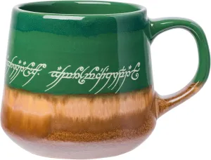 Silver Buffalo Lord of The Rings Elven Text High Gloss Reactive Glaze Tapered Pottery Mug,18 Ounces