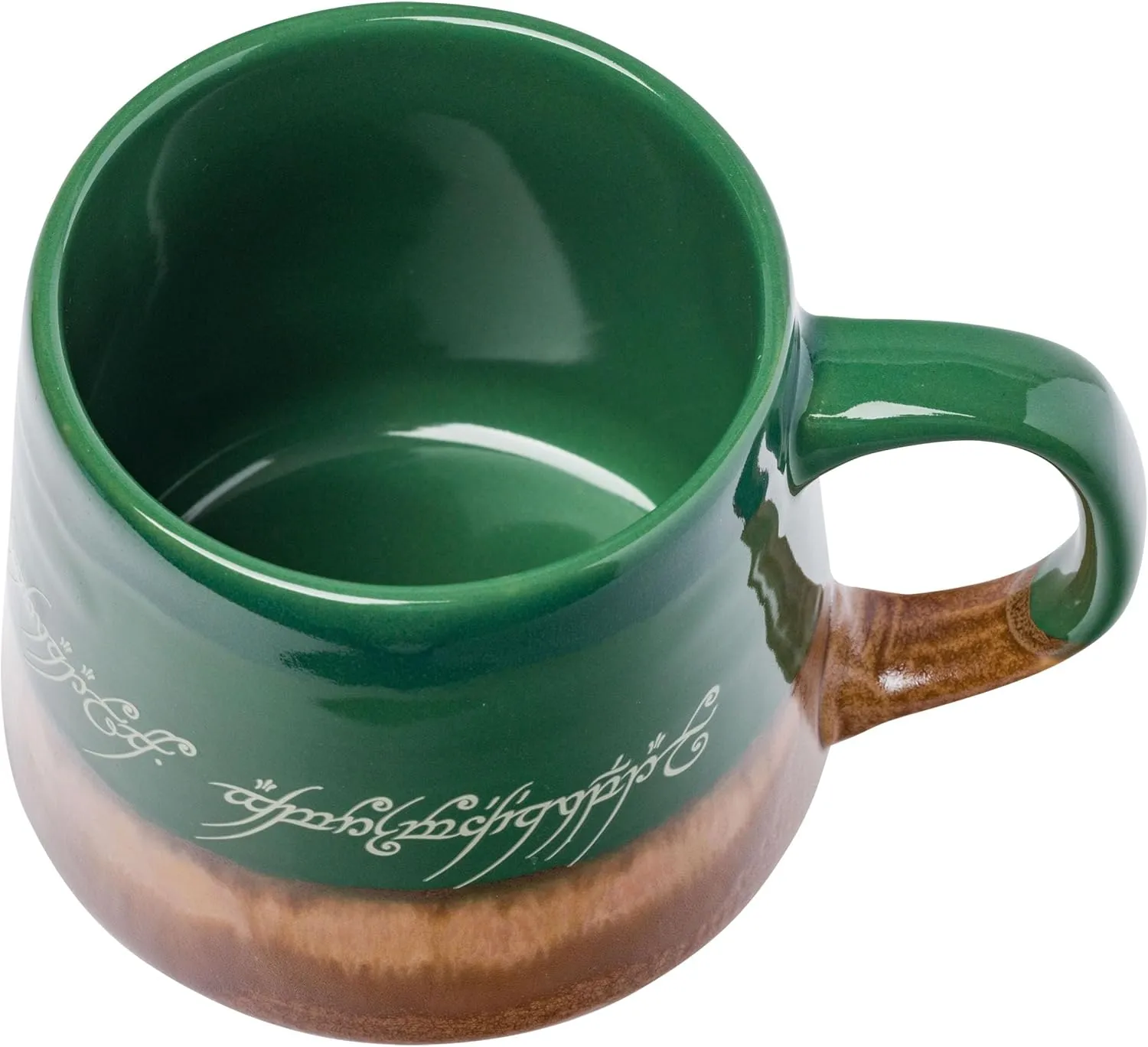 Silver Buffalo Lord of The Rings Elven Text High Gloss Reactive Glaze Tapered Pottery Mug,18 Ounces