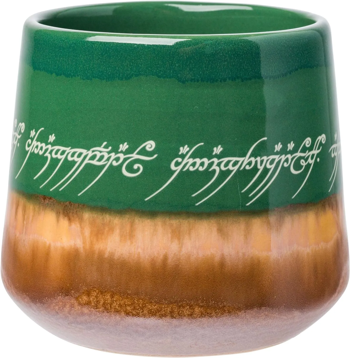 Silver Buffalo Lord of The Rings Elven Text High Gloss Reactive Glaze Tapered Pottery Mug,18 Ounces