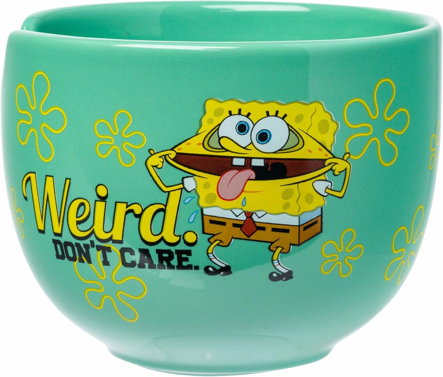 Silver Buffalo SpongeBob Weird Don't Care 20oz Ceramic Ramen Bowl with Chopsticks