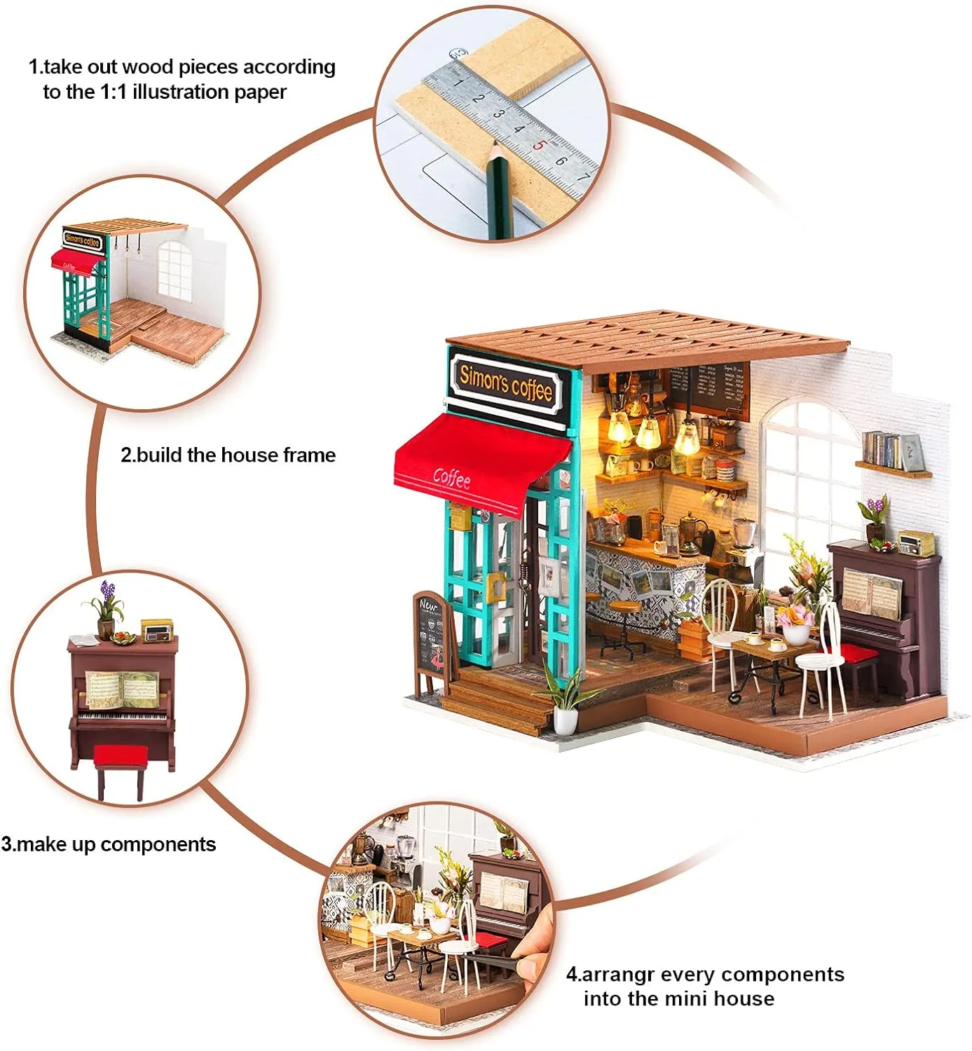 Simon's Coffee Miniature Dollhouse Kit