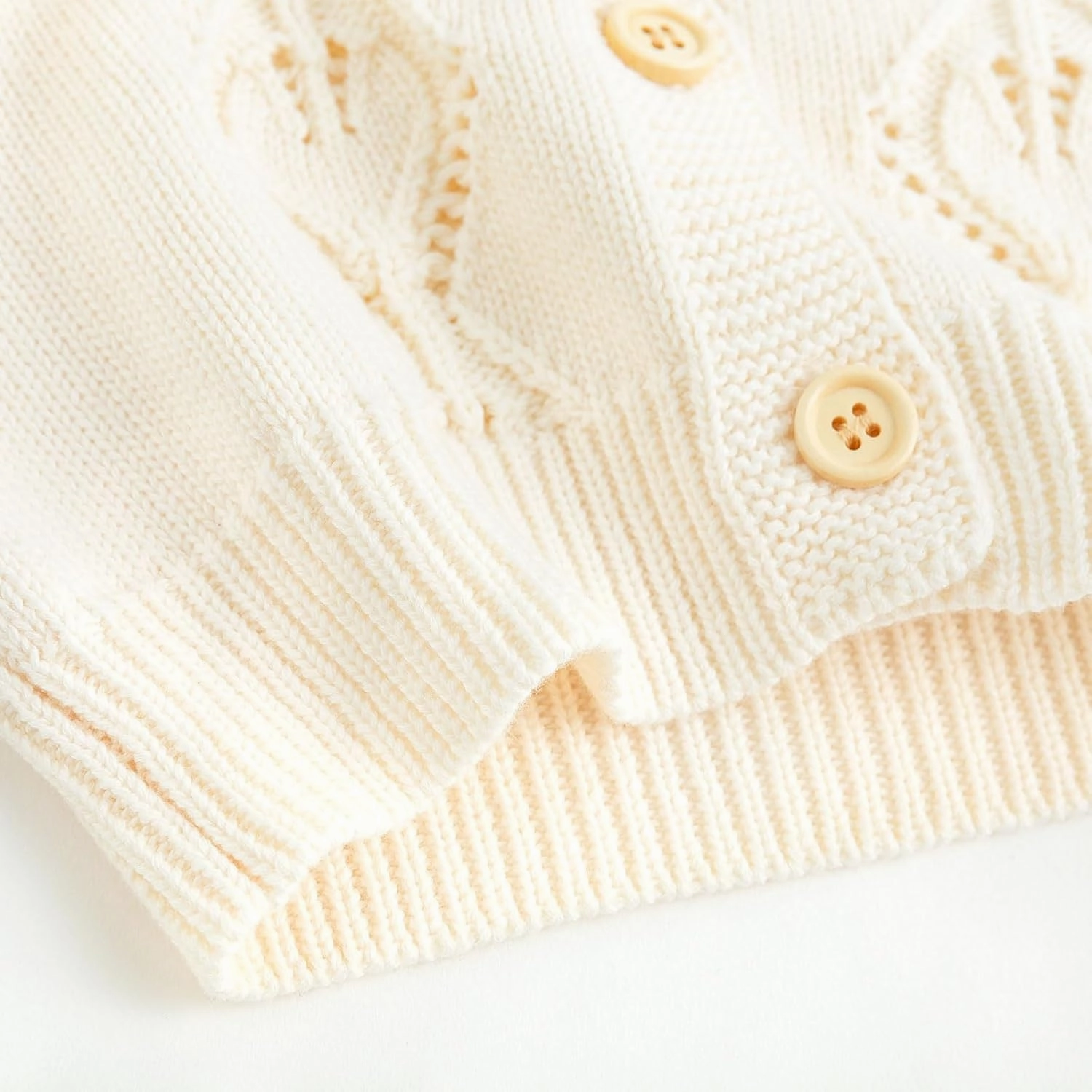 Simplee kids Baby Girl Knit Cardigan Sweater Cream Cotton Autumn Coat