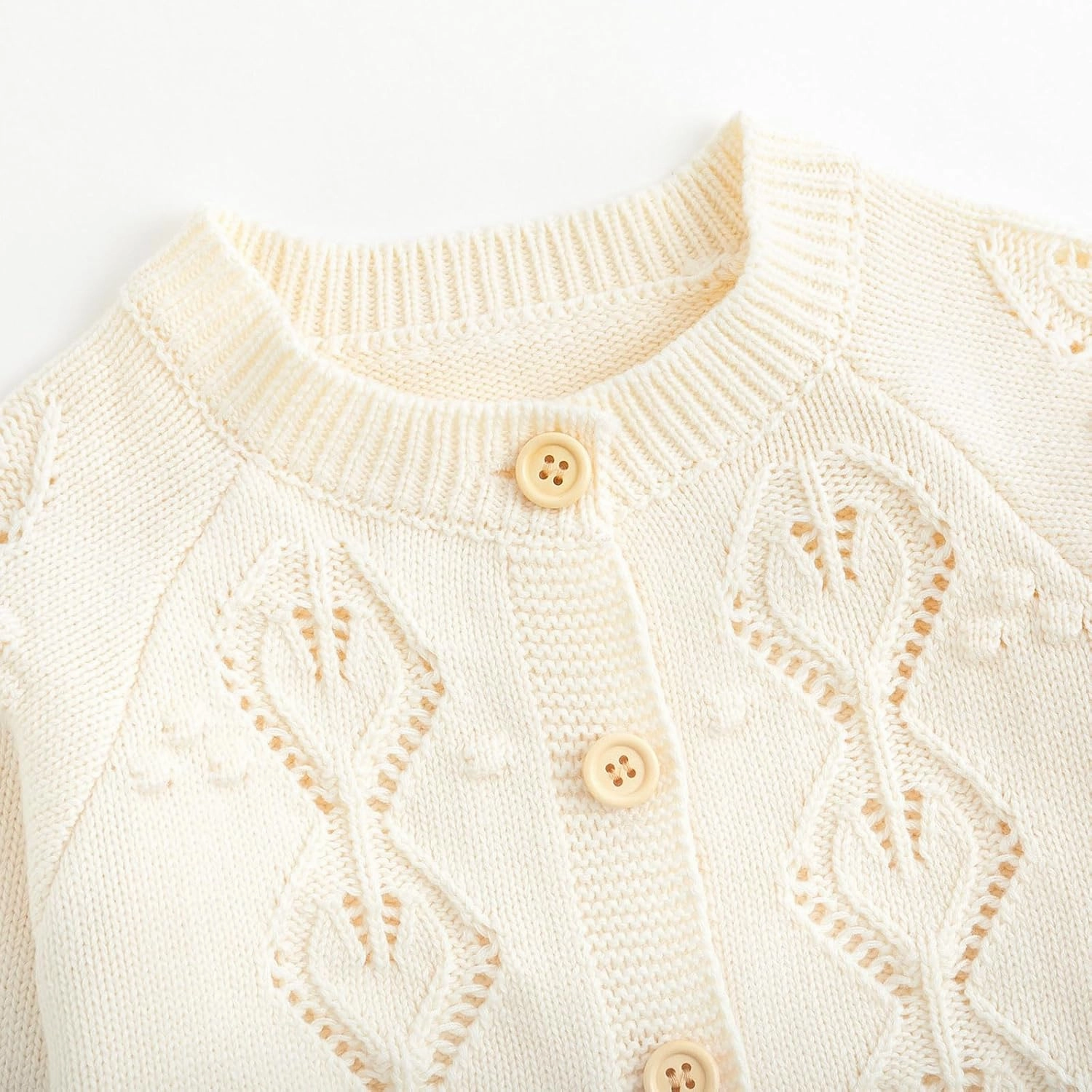 Simplee kids Baby Girl Knit Cardigan Sweater Cream Cotton Autumn Coat