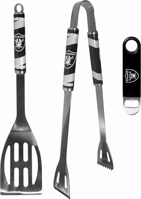 Siskiyou Sports NFL Las Vegas Raiders Unisex 2 pc BBQ Set and Bottle Opener, Team Colors, One Size