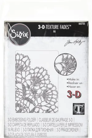 Sizzix 3-D Texture Fades Embossing Folder Doily by Tim Holtz, 665735, Multicolor