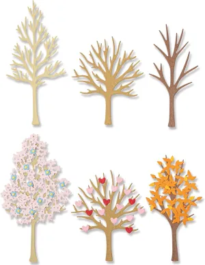 Sizzix Thinlits Die Set 7PK Seasonal Trees by Jennifer Ogborn | 666025 | Chapter 4 2022 Wafer, Grey