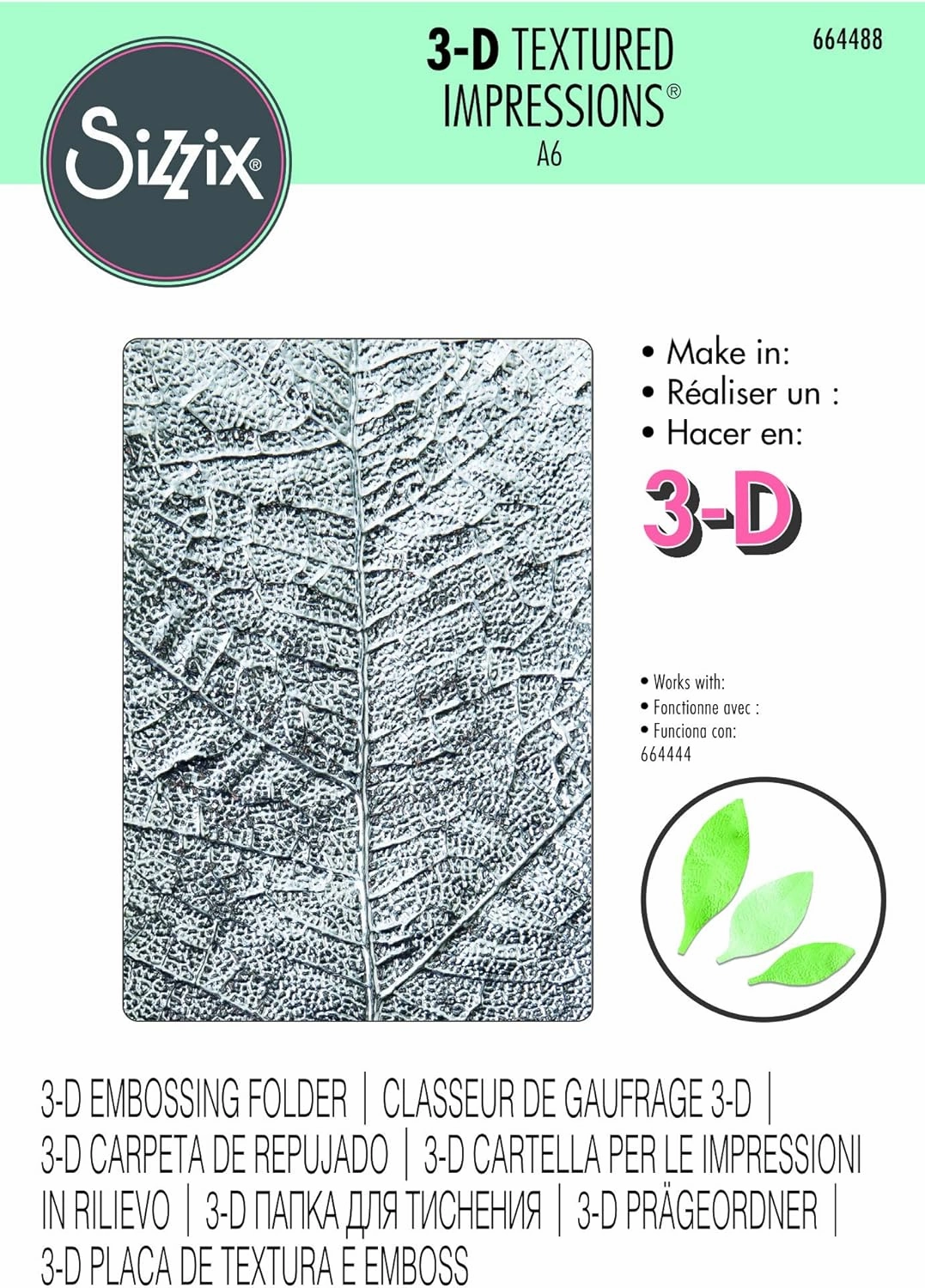 Sizzix 3-D Textured Impressions Embossing Folder, Multicolor