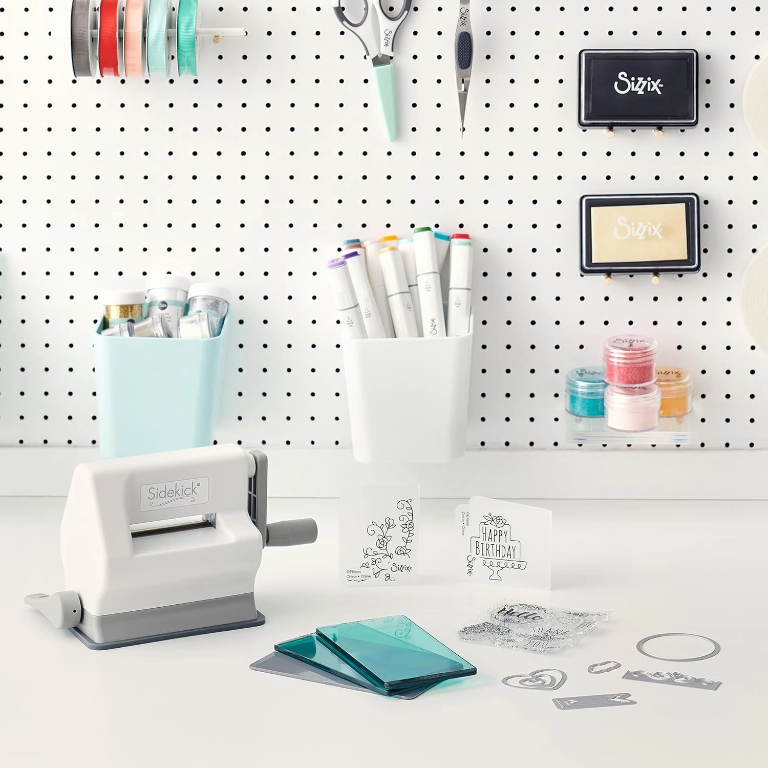 Sizzix Sidekick Starter Kit 661770 Portable Manual Die Cutting & Embossing Machine for Arts & Crafts, Scrapbooking & Cardmaking, 6.35 cm Opening, 2.5" Opening, White