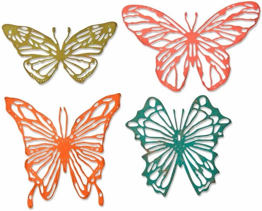 Sizzix Thinlits Die Set 4 Pack Scribbly Butterflies by Tim Holtz, Multicolor