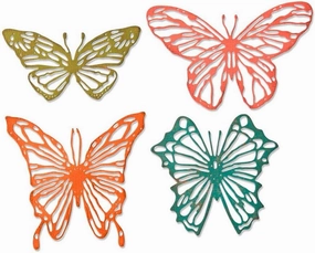 Sizzix Thinlits Die Set 4 Pack Scribbly Butterflies by Tim Holtz, Multicolor