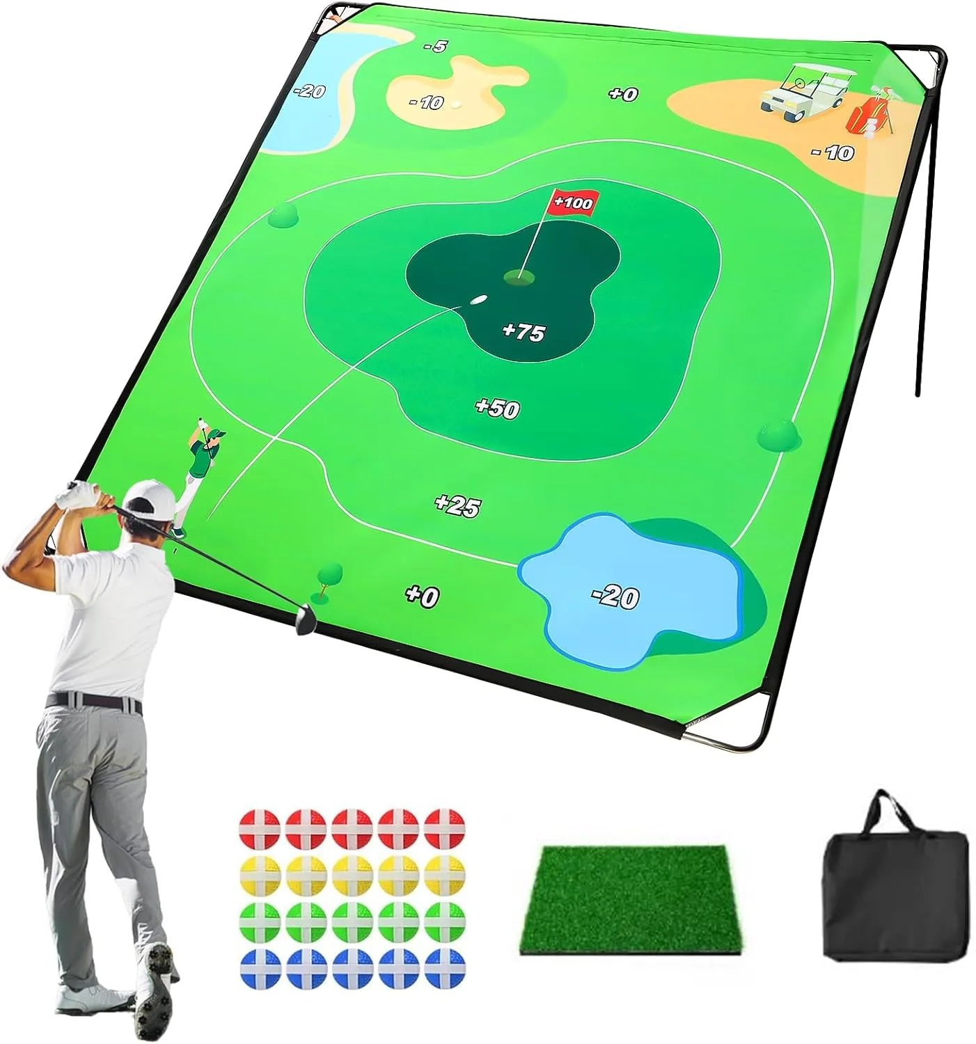 SJEhome Golf Chipping Game, 70"x70" Play Outdoor Sticky Golf for Adults, Indoor Golf Practice for Family Yard Game (Chipping Game)