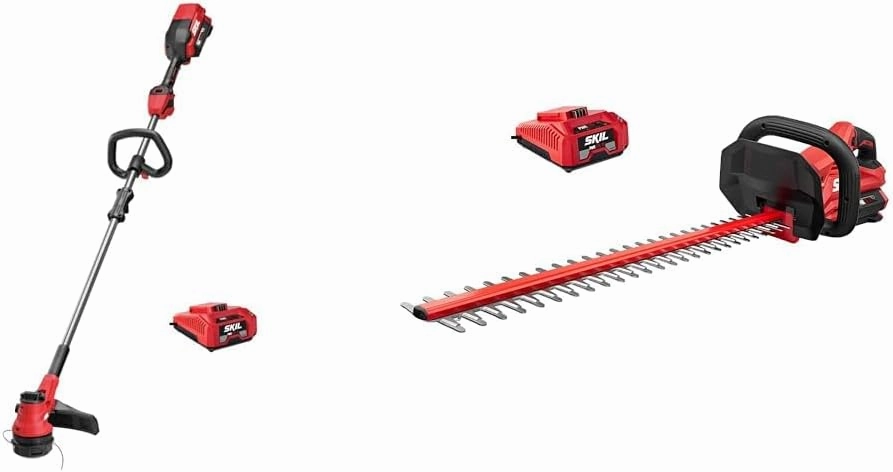 SKIL 40V String Trimmer, Hedge Trimmer & Charger Kit - 15" Trimmer, 24" Hedge Trimmer, 2 Batteries & Charger