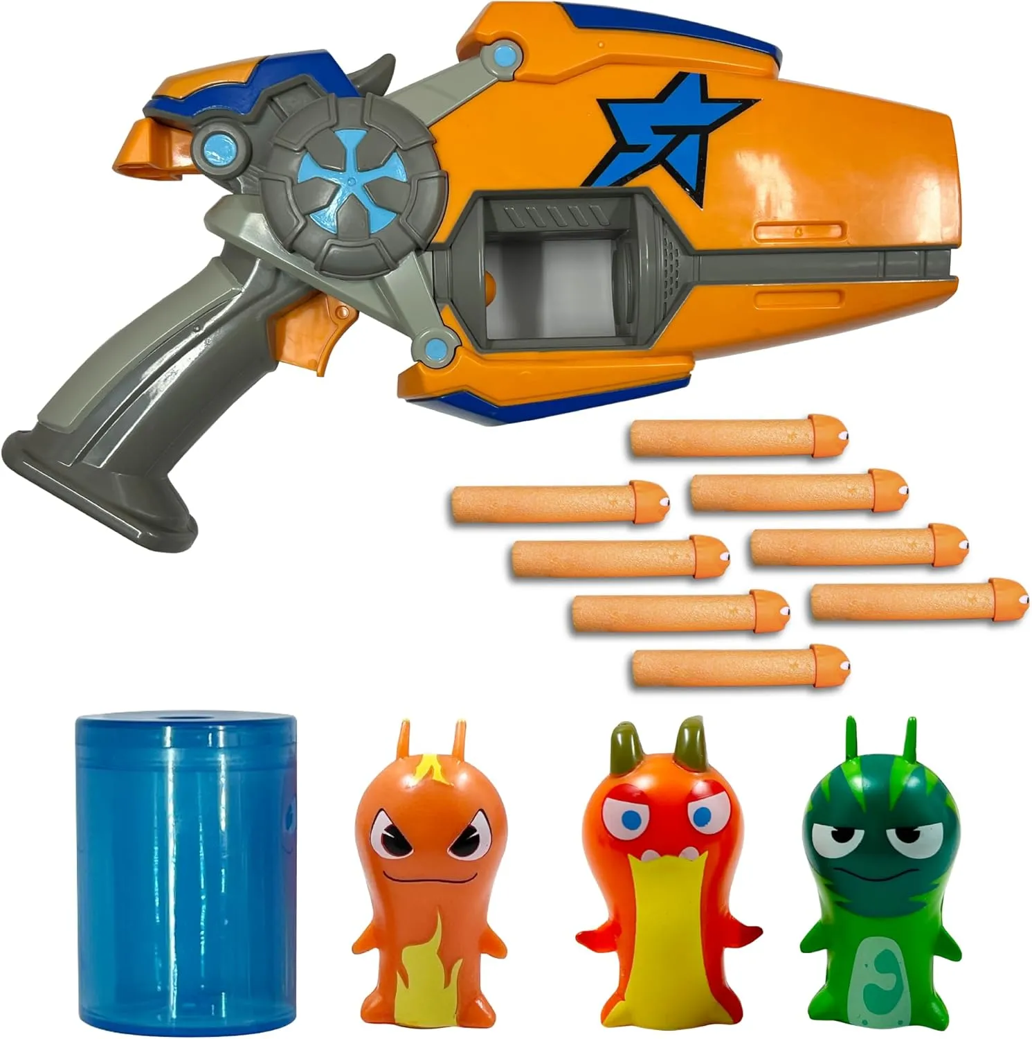 SLUGTERRA Eli's Rapid Fire Megamorph Blaster & Mini Collectible Figurines Bundle, Toy Set Includes 1 Blaster, 2-Pack Slug Characters, 8 Slug Ammo & Burpy Exclusive Figure