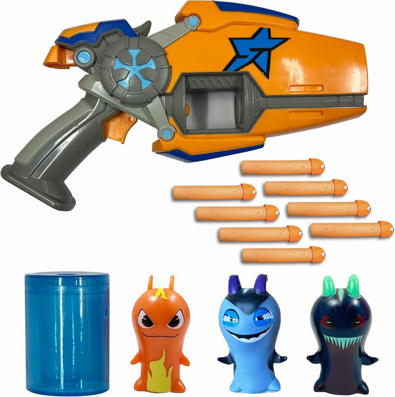 SLUGTERRA Eli's Rapid Fire Megamorph Blaster & Mini Collectible Figurines Bundle, Toy Set Includes 1 Blaster, 2-Pack Slug Characters, 8 Slug Ammo & Burpy Exclusive Figure
