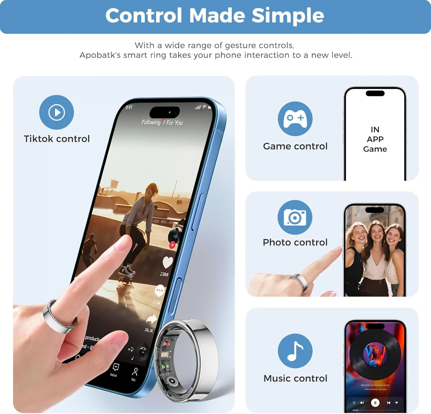 Smart Ring for Men and Women, Silver Fitness Tracker Ring with Heart Rate, Sleep Tracking, Step Counter, 170  Activity Modes, Gesture Control for Music and Video, IP68 Waterproof Siver #12