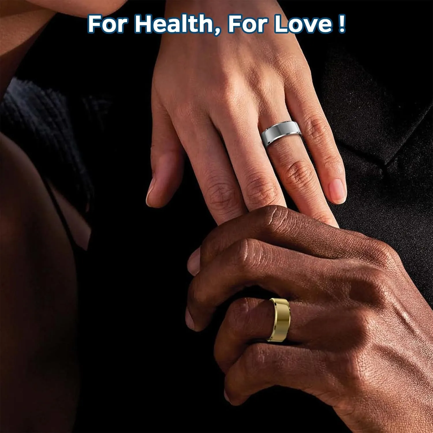 Smart Ring Health Tracker, Sleep Tracker Ring with Heart Rate, Waterproof Fitness Ring for Activity Monitoring/Steps/Distance/Calories, Air Gestures,Up to 7-Day Battery, for iOS and Android (Gold,#12)
