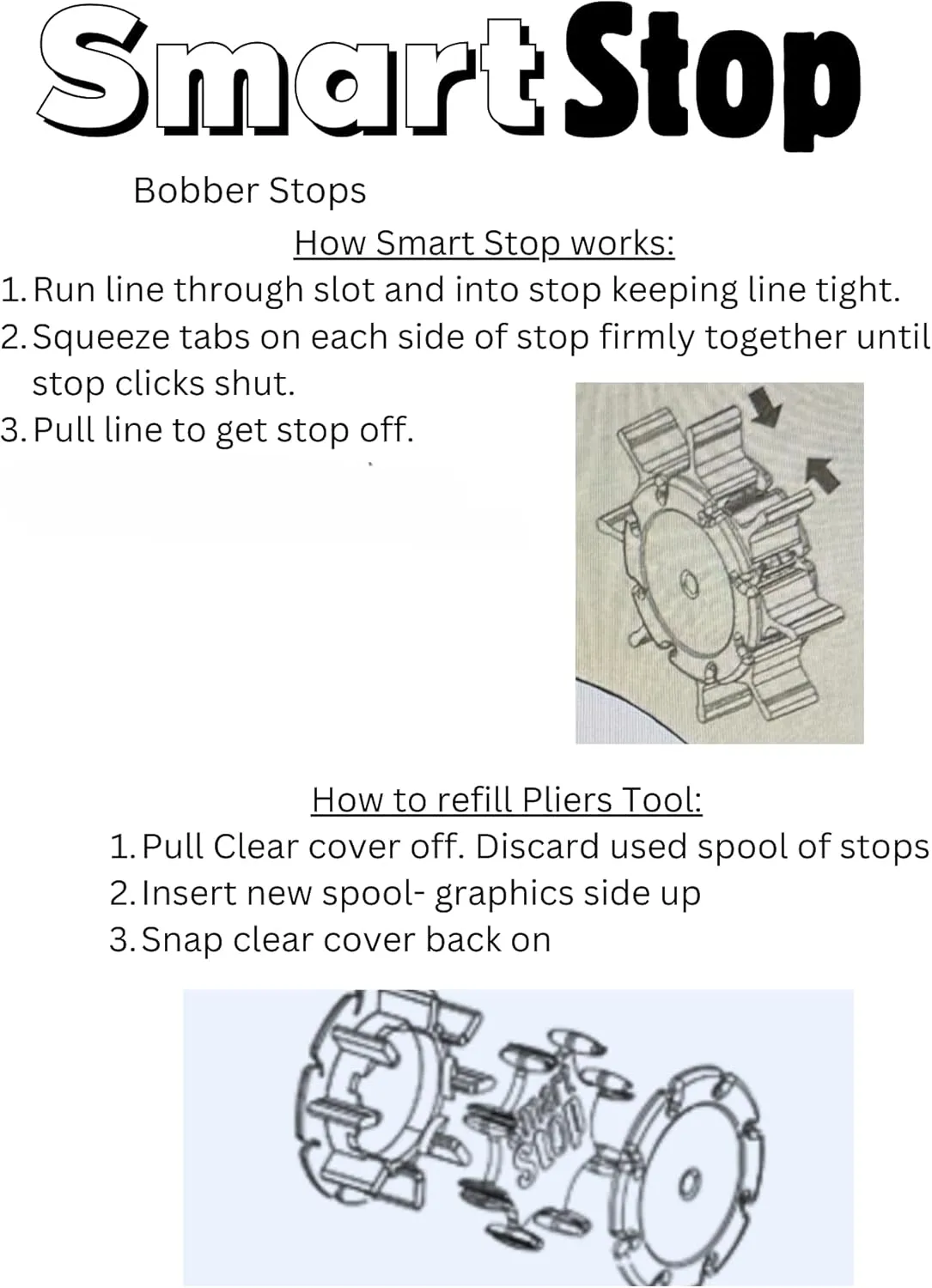 Smart Slip Lock Bobber and Smart Stop Micro Bobber Stop Combo Pack (Mini, Small, Medium or Large) Includes New and Improved Tool to Attach Stops, No Pliers Needed.