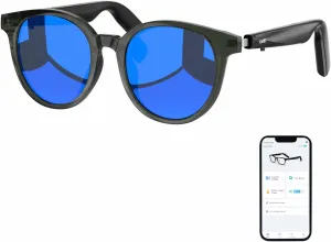 Smart Sunglasses, Round Polarized Lens Bluetooth Glasses for Women and Men with Speaker, Music Glasses AI Translator, 11H Battery Life, Voice Control, Smart Eyewear for Travel Driving Meeting