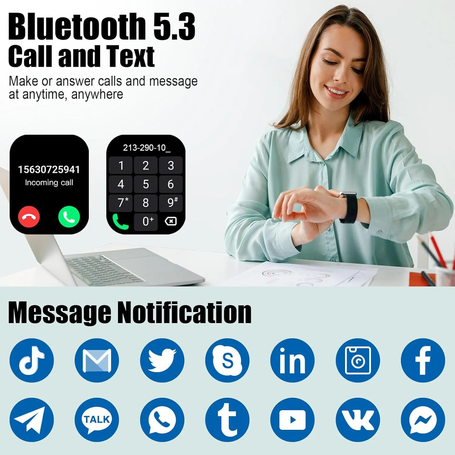 Smart Watch for Men Women, 1.96" HD Fitness Tracker Running Watch (Answer/Make Call), IP68 Waterproof,Pedometer, Sleep/Step/Activity/Heart Rate Monitor,110  Sport Mode Smartwatch for iOS Android Phone
