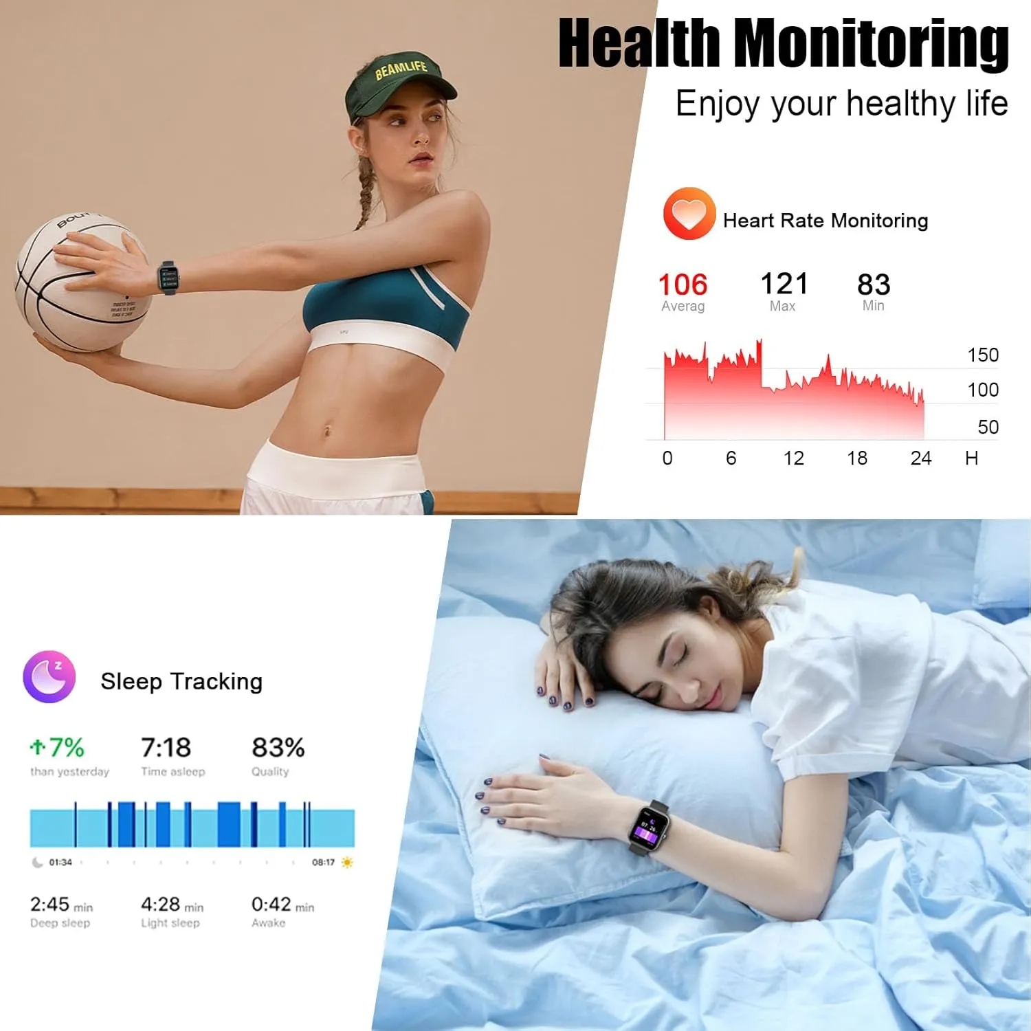 Smart Watch for Men Women, 1.96" HD Fitness Tracker Running Watch (Answer/Make Call), IP68 Waterproof,Pedometer, Sleep/Step/Activity/Heart Rate Monitor,110  Sport Mode Smartwatch for iOS Android Phone