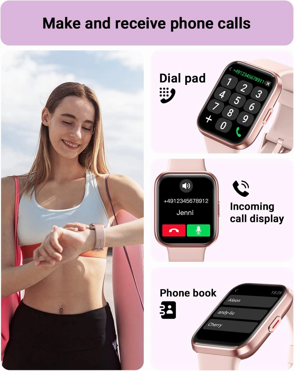 Smart Watch for Women Android & iPhone, Alexa Built-in, 1.8" Touch Screen Fitness Tracker with Answer/Make Calls, IP68 Waterproof Heart Rate/Sleep/SpO2 Monitor, Pedometer, 100  Sport Modes