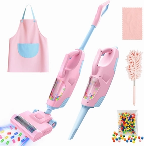 SMILESSKIDDO Kids Vacuum That Really Works - Toddler Toy Vacuum with 2 Nozzles & 5 Cleaning Set Accessories, Sound and Ball Popping Action, Pretend Play Housekeeping Toys Gifts for Girls & Boys