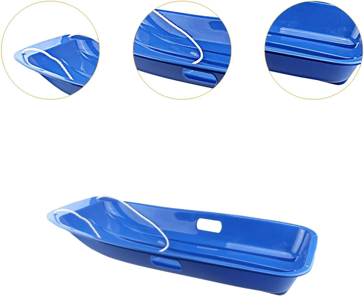 Snow Sleds for Kids Adults, Portable Downhill Sprinter Toboggan Snow Sled with 2 Handles, Plastic Snow Sled for Skiing Sledding Snow Grass Sand Board Outdoor Winter
