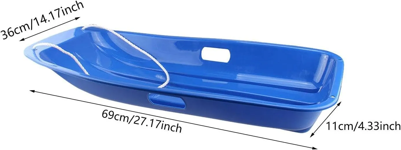 Snow Sleds for Kids Adults, Portable Downhill Sprinter Toboggan Snow Sled with 2 Handles, Plastic Snow Sled for Skiing Sledding Snow Grass Sand Board Outdoor Winter