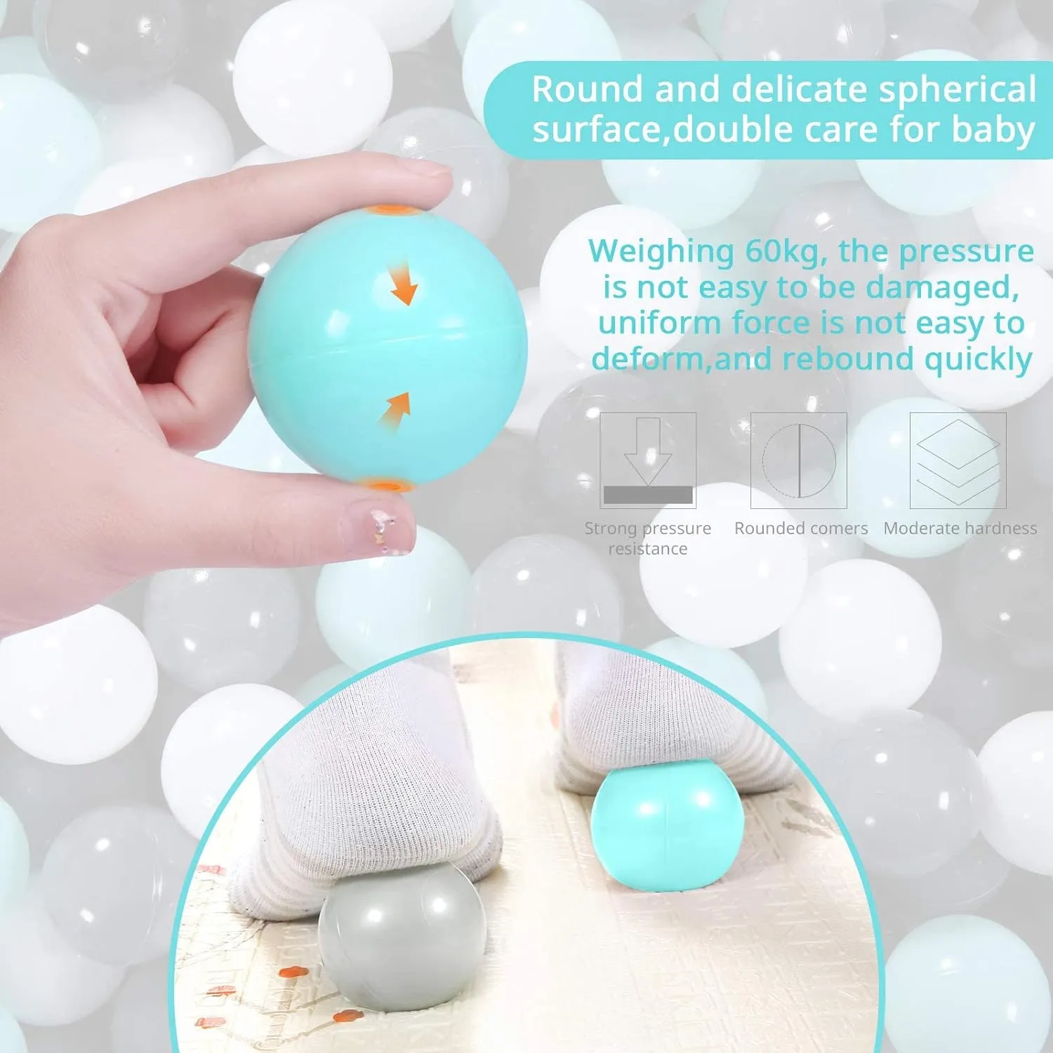 Soft Plastic Ball Pit Balls, 100 200 500pcs Plastic Toy Balls for Kids, Crush Proof Stress Balls for Baby Toddler Birthday Party, Ball Pits Play Tent, Baby Pool Water Toys, Party Decoration