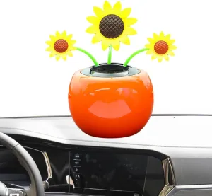 Solar Dancing Flowers Shaking Head Car Ornaments Solar Powered Toy for Office Desk Decoration Sunflower Dancing Flowers