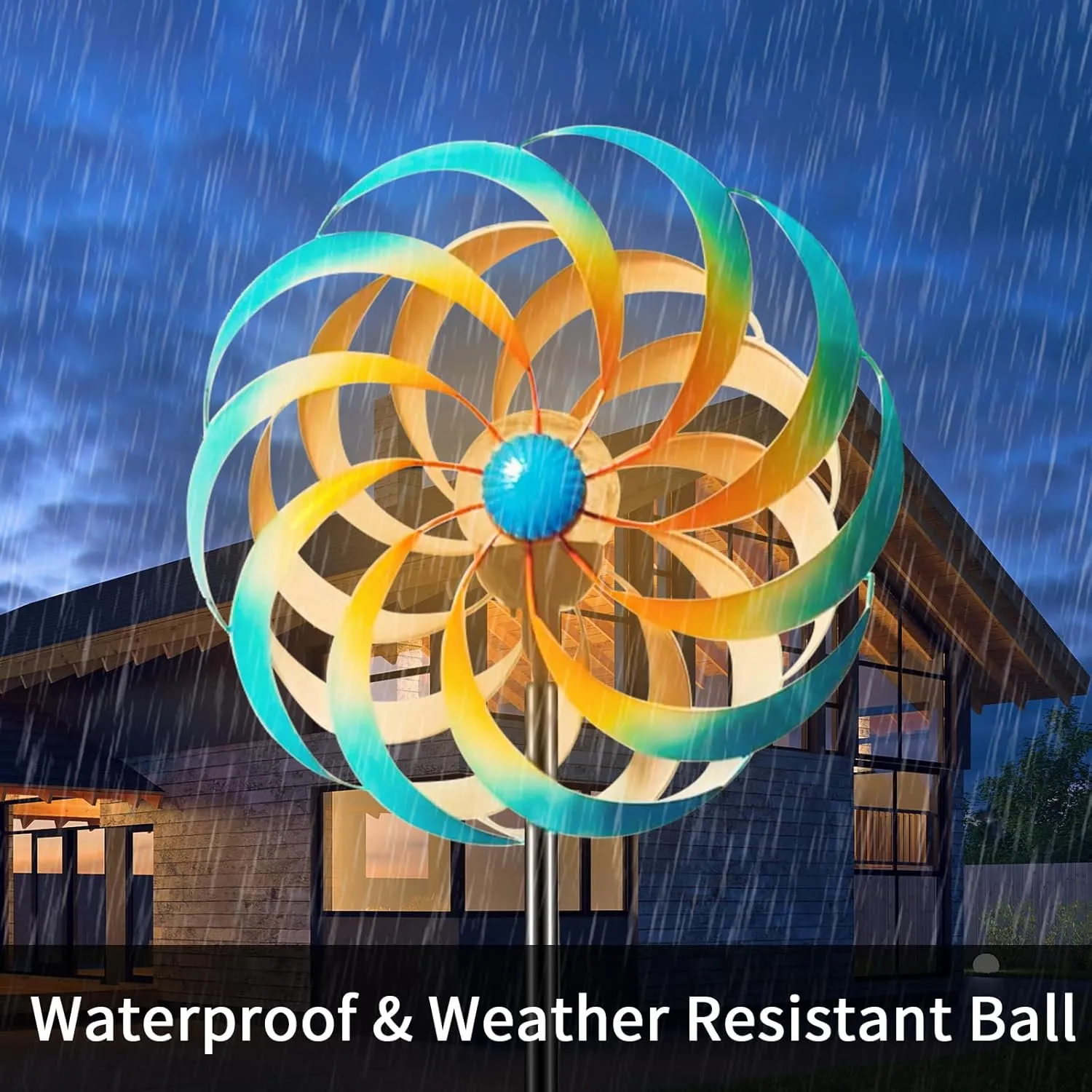Solar Wind Spinner, Waterproof Outdoor Metal Wind Sculpture for Patio, Lawn & Garden Decor (Catkin Spinner)