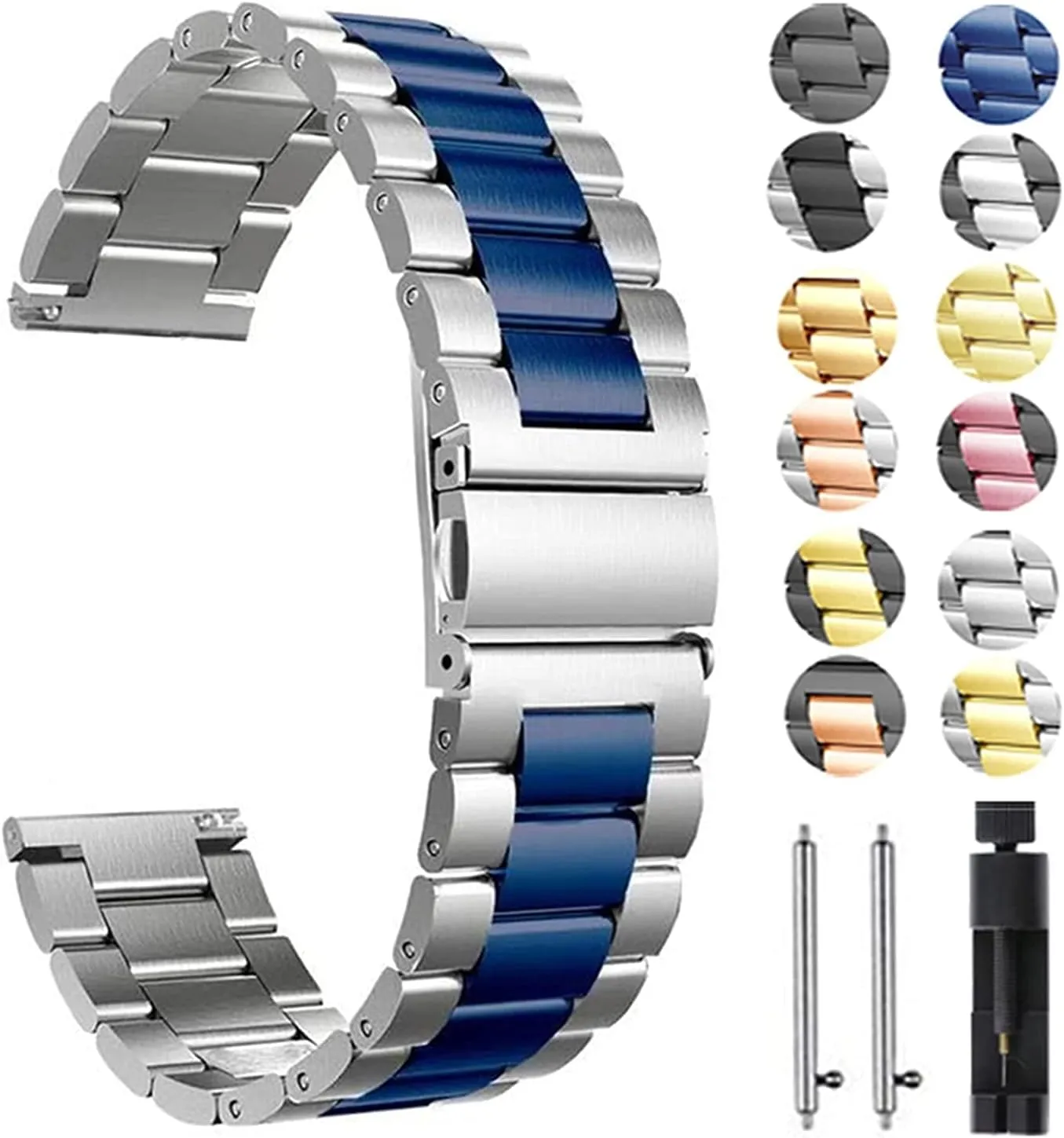 solid metal wristband for watch strap, quick release stainless steel strap replacement 20mm 22mm bracelet